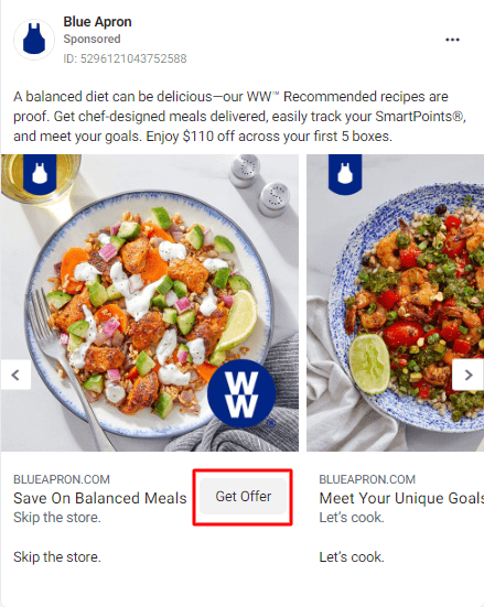 blue apron instagram ad example