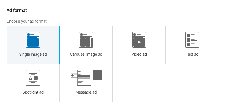 choose a format of ad in linkedn