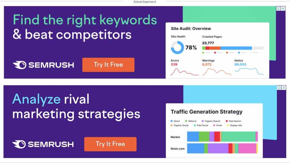 Semrush ad example