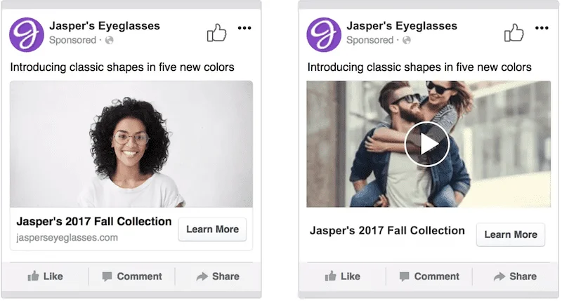 facebook ab testing example with creative