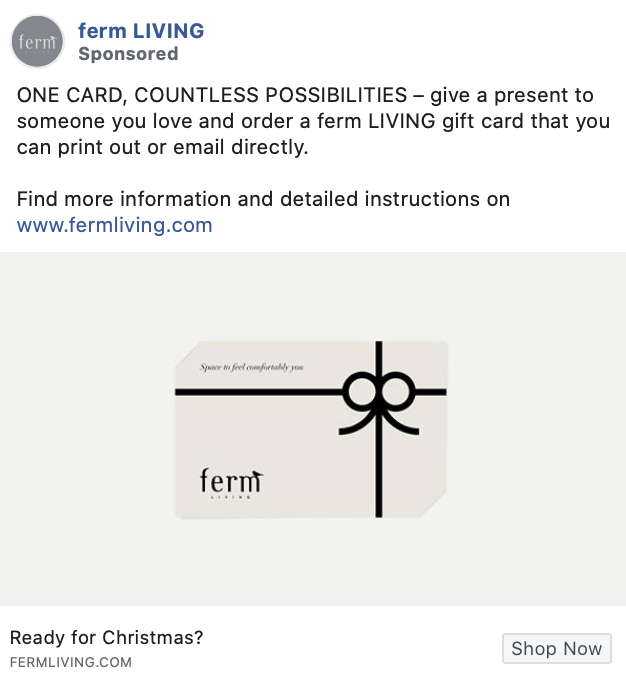 fb gift card ad