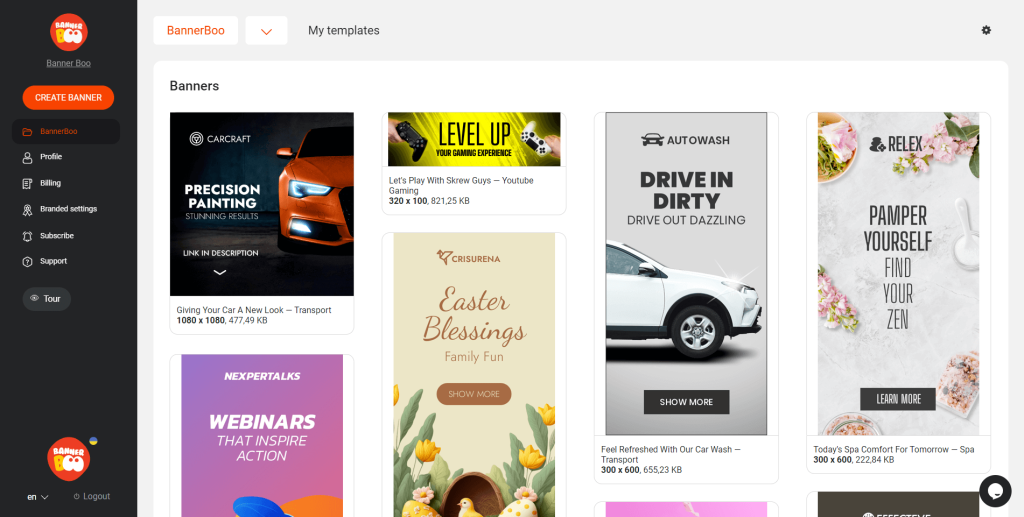 ознайомтеся з інструментами bannerboo