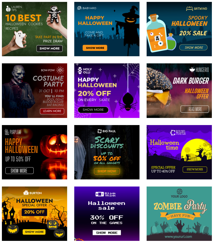 Halloween Banner Ads and Halloween Design Template
