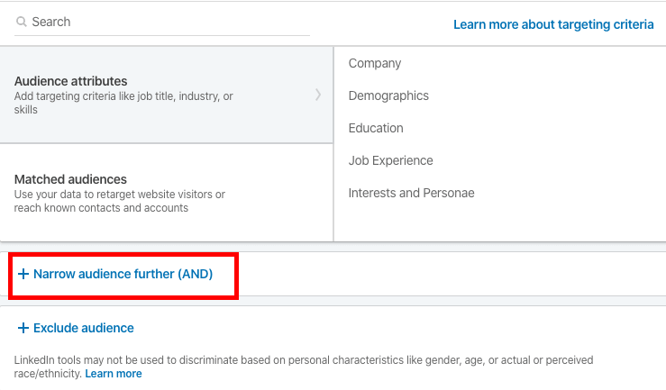 create unique audince in linkedin