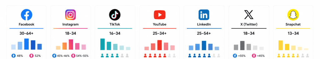 Demografie der sozialen Medien nach Plattformen