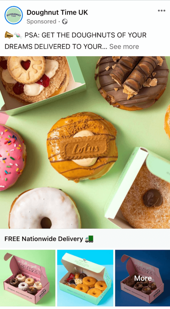fb bright ad of donuts