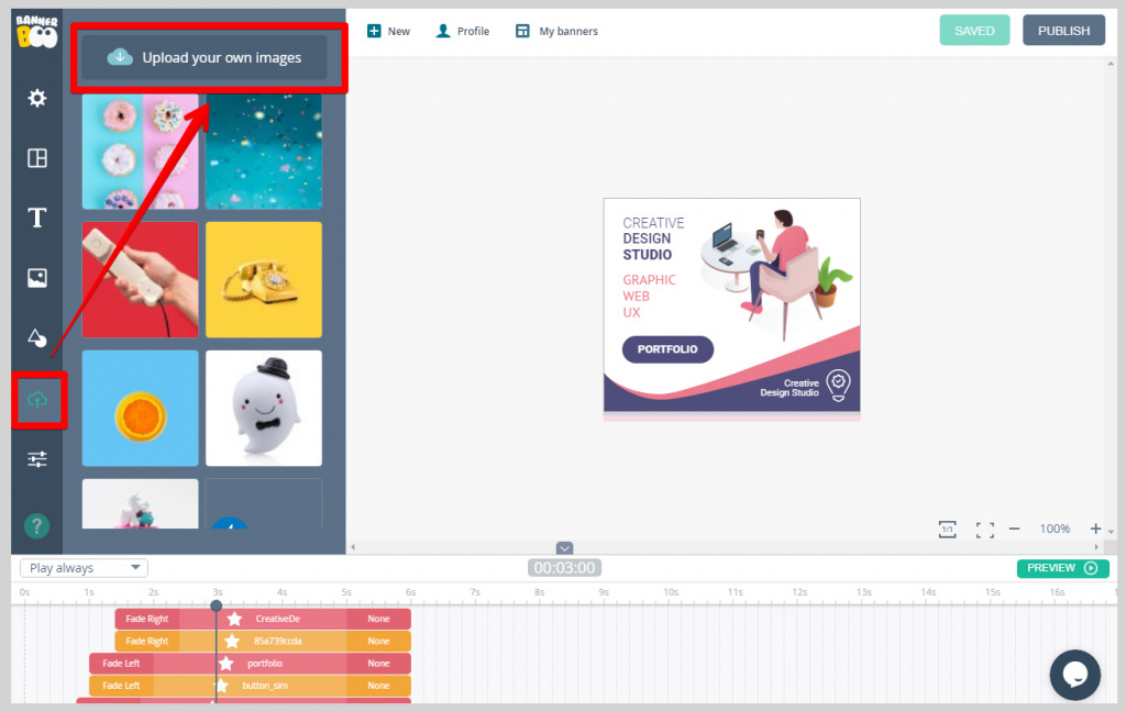 How to upload your image to banner in Bannerboo editor