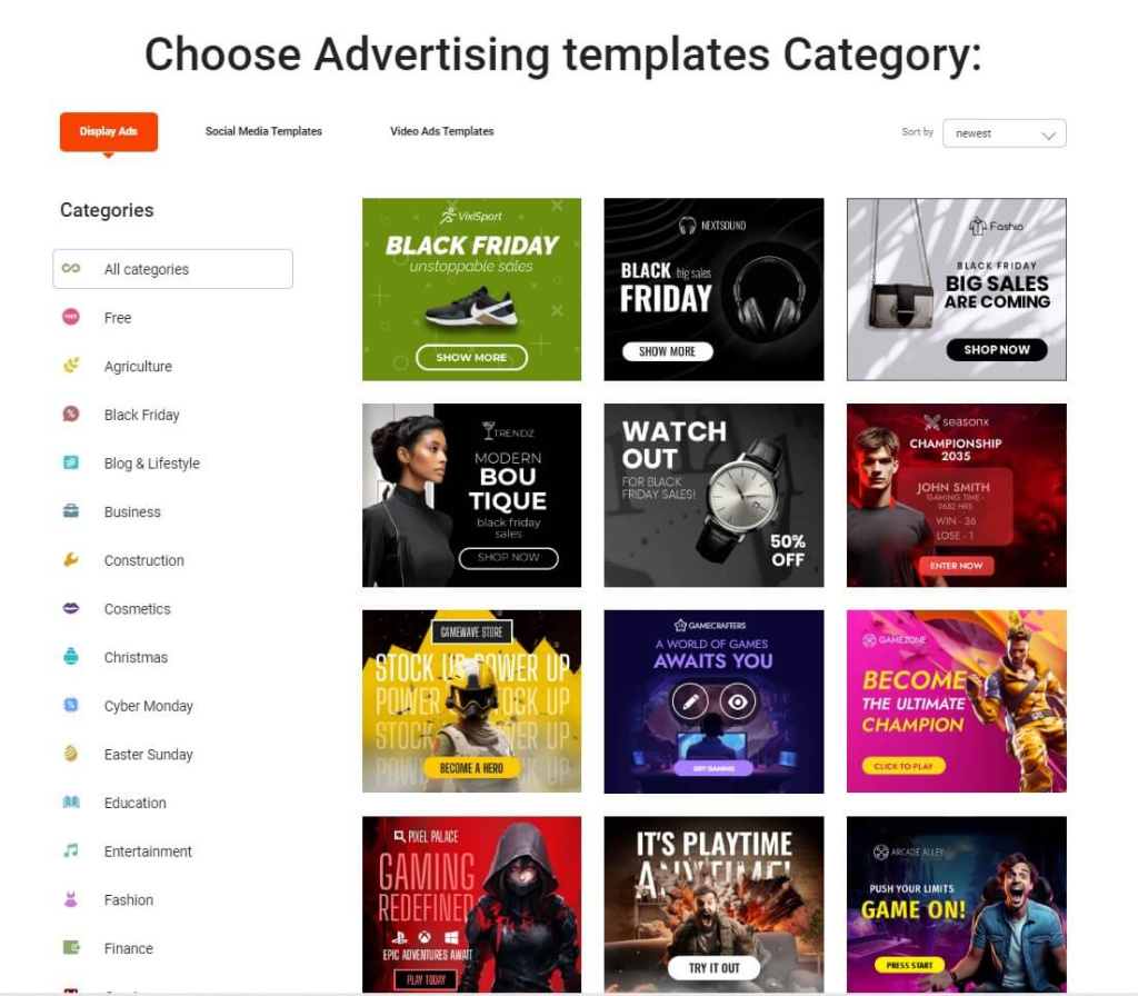 banner categories templates