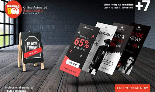 Black Friday and Cyber ​​Monday — Ready-made animated banner templates to quickly launch your ad campaigns